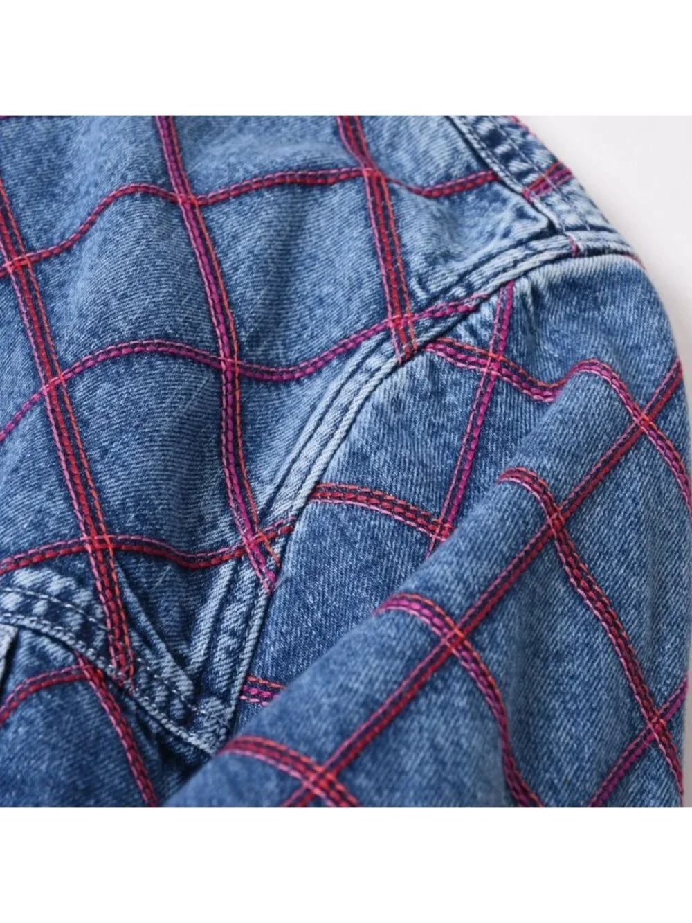 Chanel Collarless Denim Jacket CC Logo Stitch Blue